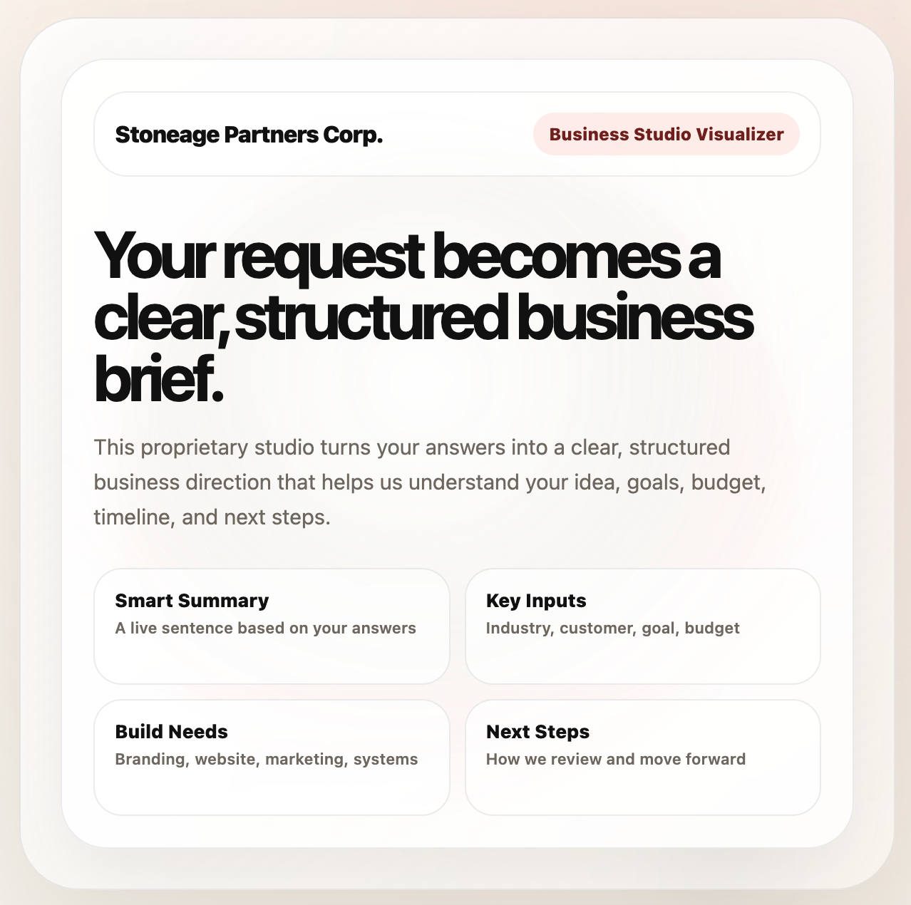 Stoneage Business Studio project brief visualizer